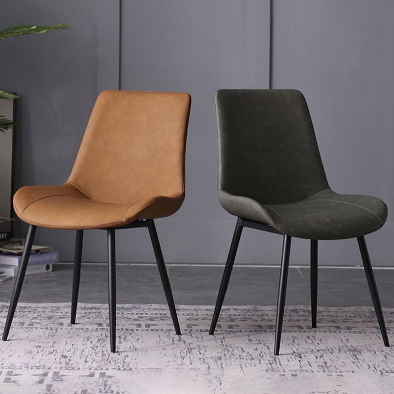 PU Leather Dining Chairs Industrial Style Arm Solid Back Dining Side Chairs