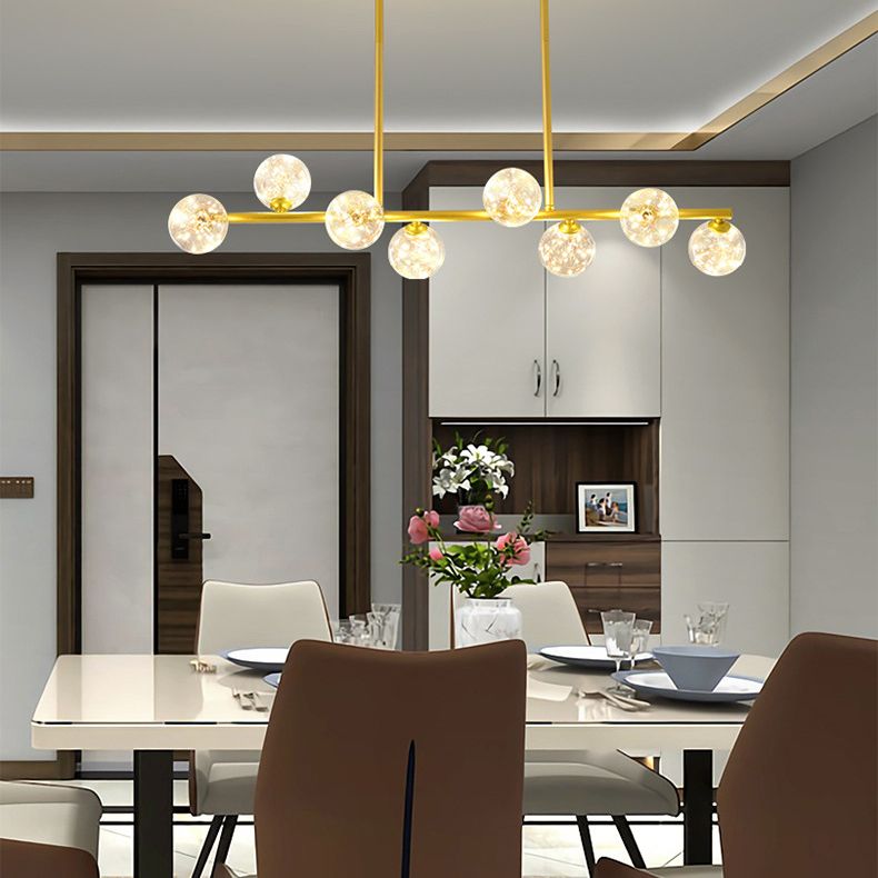 Zeitgenössischer Anhänger Lichter Globe Metal Island Kronleuchter mit Glasschatten