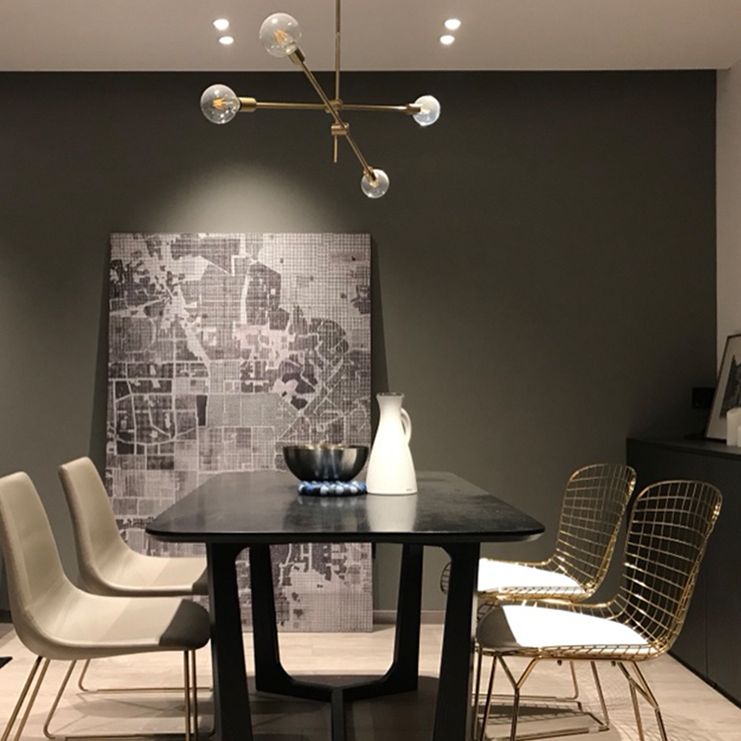 Oro 6 luce molecolare lampadario illuminazione moderna sfera vetro sospeso a sospensione per soggiorno