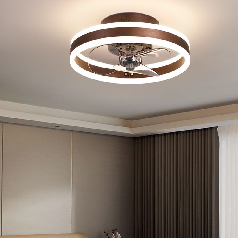 Round Shape Metal Ceiling Fan Modern Style 1 Light  Ceiling Fan Lamp