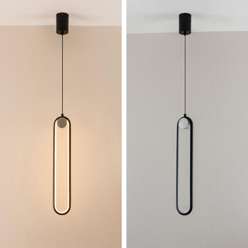 Metal Oblong Hanging Ceiling Light Modern Style LED Ceiling Pendant Light for Bedroom