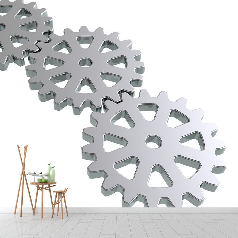 Metal Gear Wall Mural Wallpaper Contemporary for Living Room Decoration