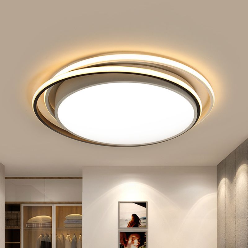 15 "/19" W Flush Ring Licht Einfache Stil Metall LED Schwarz/Weiß Deckenbeleuchtung in Warm/White/3 Farbe Licht