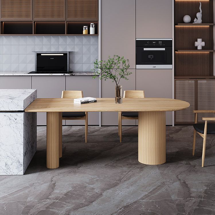 Table à manger en bois massif en pin moderne double table de forme libre de base de piédestal pour la maison