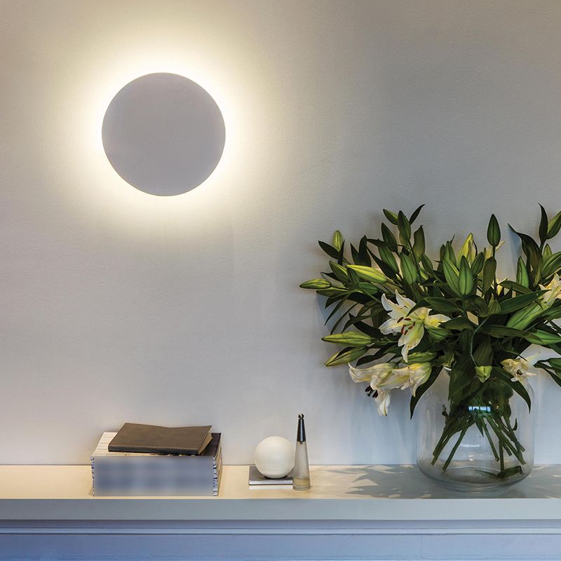 Metal Round Shape Wall Lighting Modern Style 1 Light Wall Mounted Light Fixture