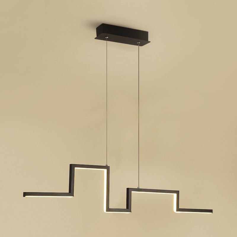 Lumière suspendu en métal linéaire style noir / gris / or 31,5 "/ 39" LEMER LED de large dans la lumière chaude / blanche