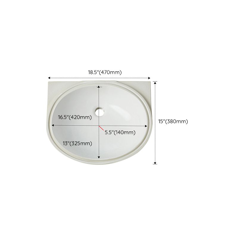 Modern Style Bathroom Sink Oval-shape Ceramic Bathroom Sink in White