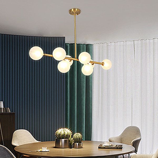 8-Lights Linear Hanging Ceiling Light Modern Glass Hanging Lamp Kit