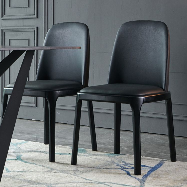 Silla auxiliar Industrial Ash Parsons de cuero con acabado mate (juego de 2)