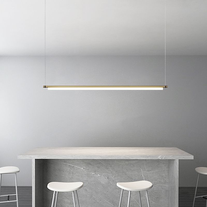 Modern Rectangle Island Lighting Fixtures 1-Light Restaurant LED Suspension Lamp