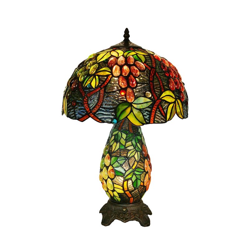 Table de forme de dôme Éclairage baroque coupé à la main en verre 1 Grape de bronze clair lampe de nuit à motifs