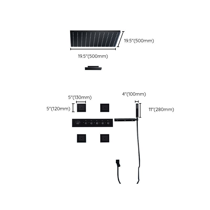 Modern Shower Faucet Adjustable Water Flow Rain Shower Head Shower System in Black
