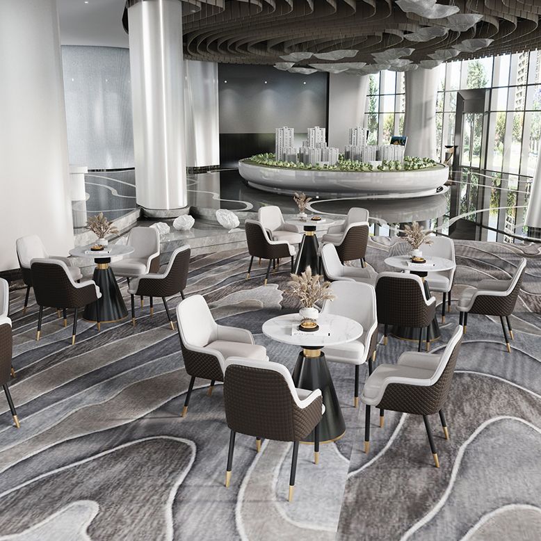 Metal Modern Round Indoor Table Sintered Stone Top Table for Kitchen and Dining Room