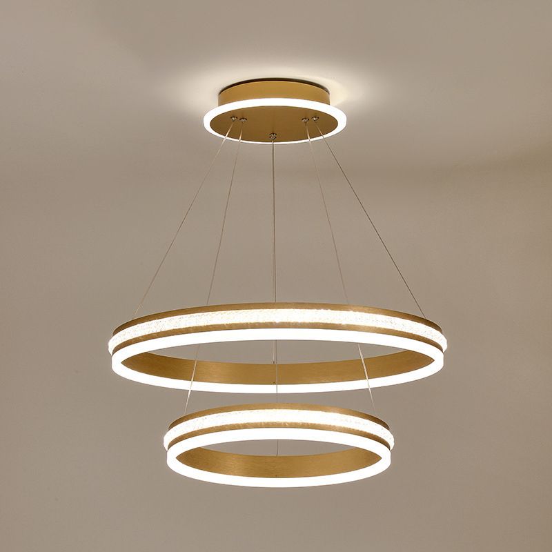 Minimalistische stijlniveaus Kroonluchter verlichting Acryl -salon LED Ring Suspensie Licht armatuur