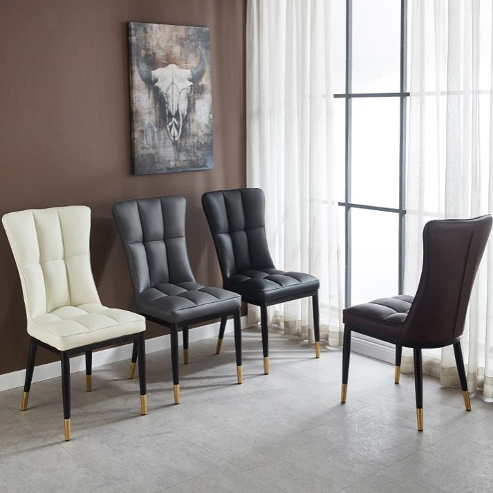 Glam Style Wingback Side Chair Upholstered Armless Dining Chairs for Home