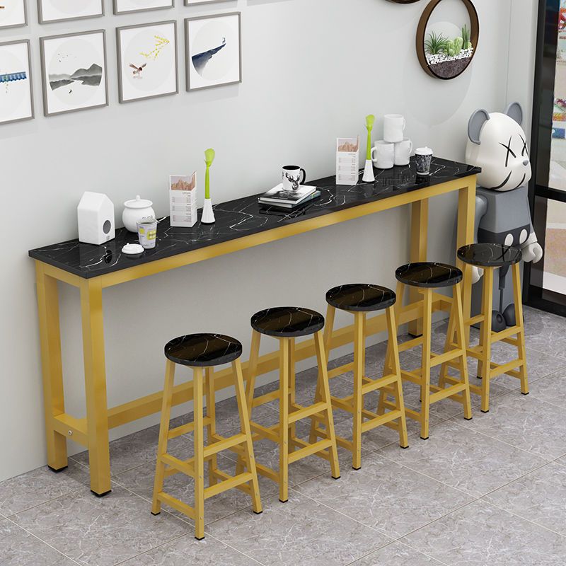 Contemporary Bar Dining Table Rectangle Bar Table with Trestle Base