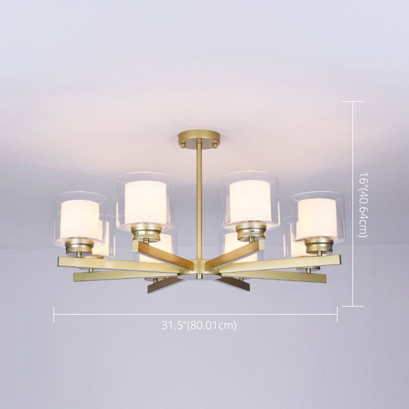 Cilindro lampadario a sospensione del lampadario moderno in vetro soggiorno lampada a sospensione in oro