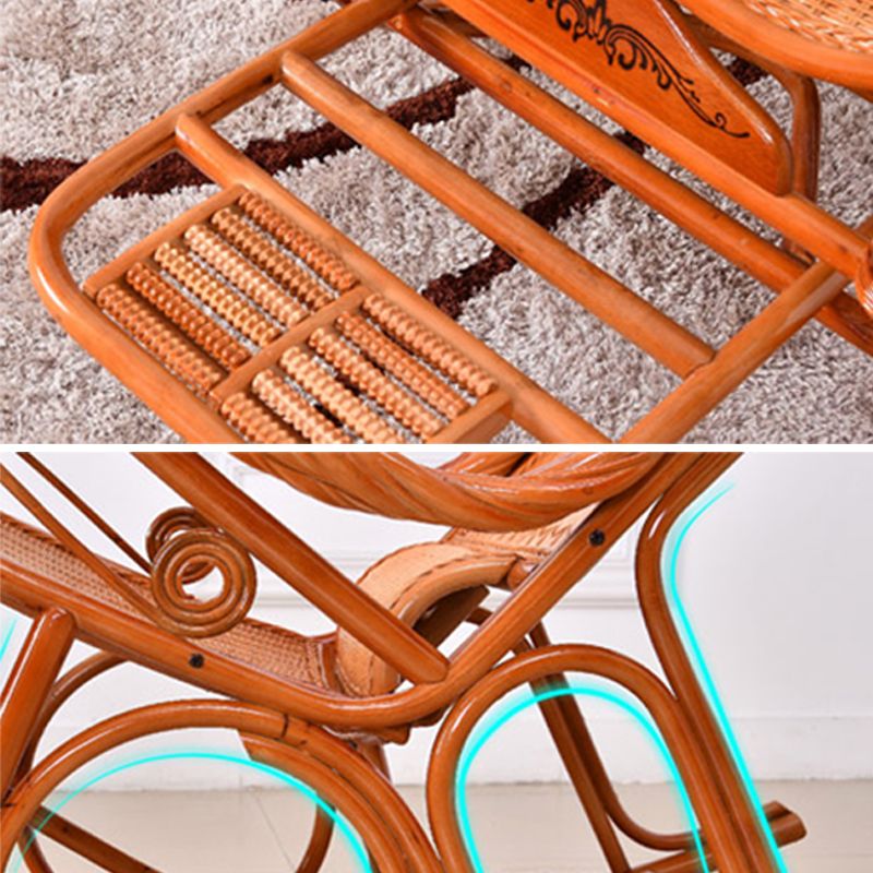 Traditional Rocking Chair Wicker Spindle Backrest Solid Color Indoor Rocking Chair