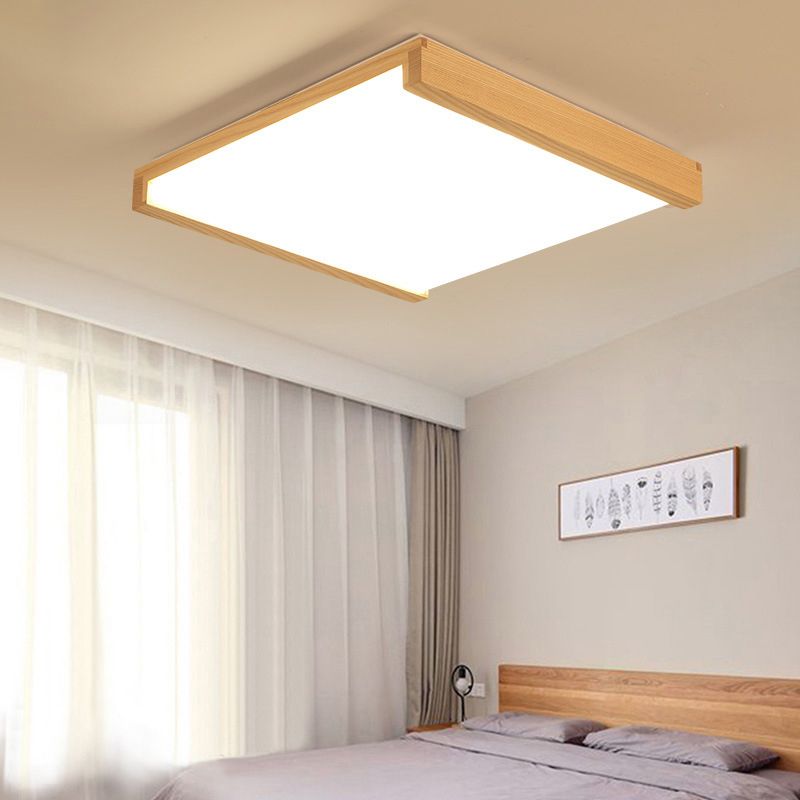 Quadratisch LED-Unterputz Licht Einfachheit Holz Schlafzimmer Flush Mount Deckenleuchte Licht