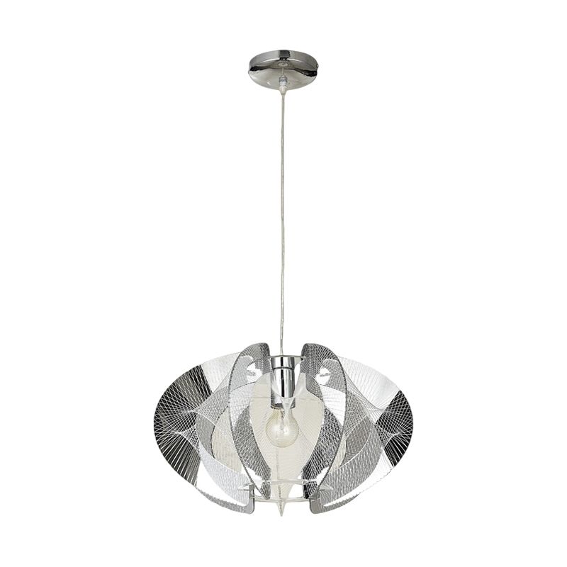 1 Bulb Restaurant Pendant Light Modern Chrome Hanging Lamp with Curve Acrylic Shade