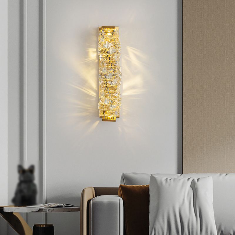 1-Light Geometric Sconce Light Fixture Modern Crystal Wall Light