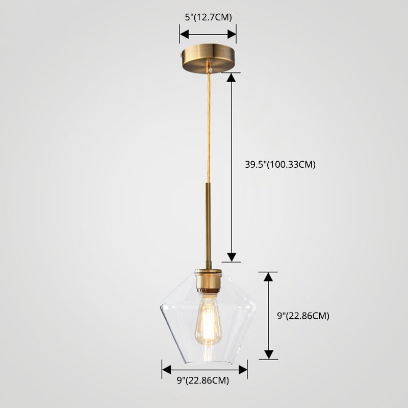 Clear Hand Blown Glass Ceiling Pendant Lamp Modern Minimalist 1 Light Hanging Lamp for Living Room