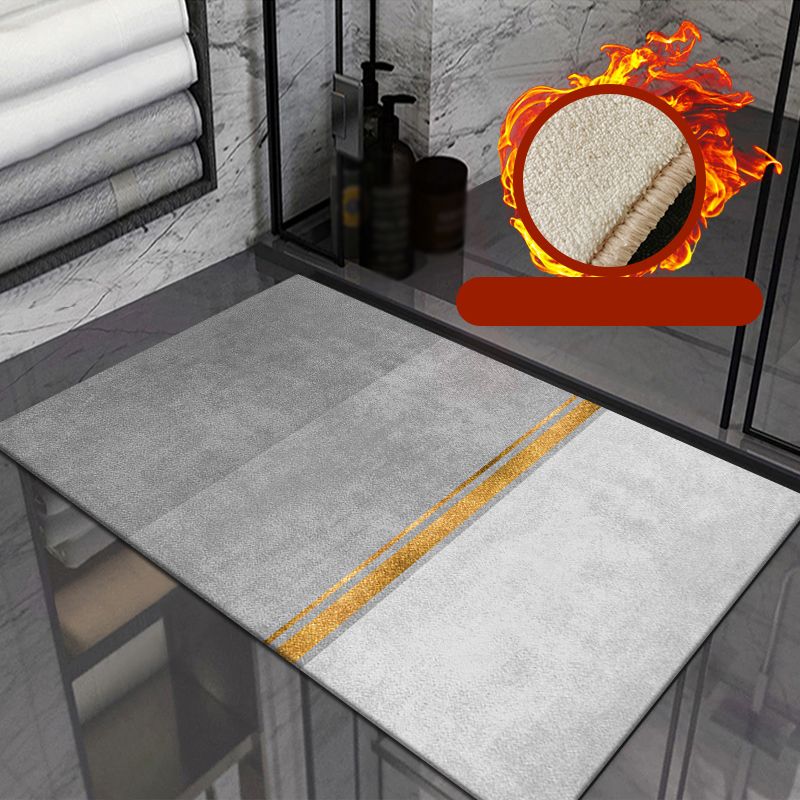 Grey Living Room Rug Modern Color-Blocked Polyester Area Carpet Stain Resistant Rug