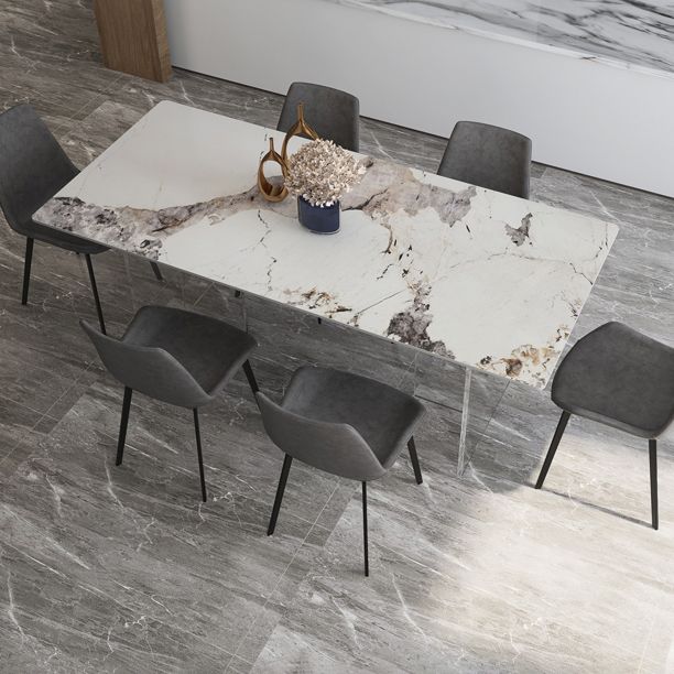 Mesa rectangular contemporánea acrílica mesa de piedra sinterizada para comedor