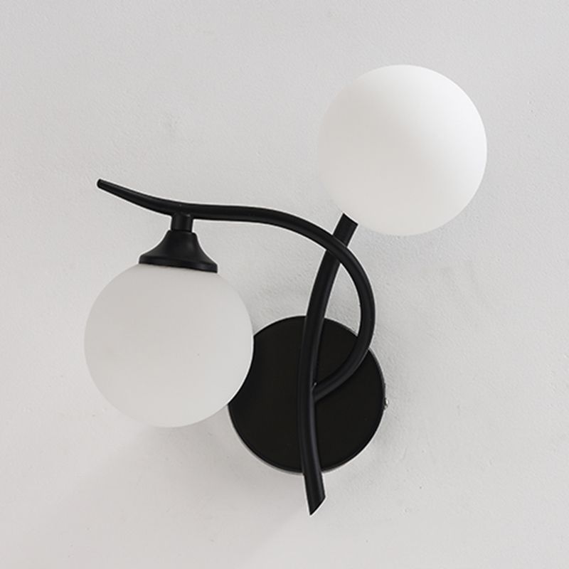 2 Lights Wall Mount Lamp Modern Style Spherical with Glass Shade for Living Room