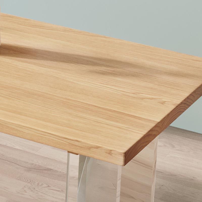 Pine Wood Top Dining Table Contemporary Dining Table with Double Pedestal Base