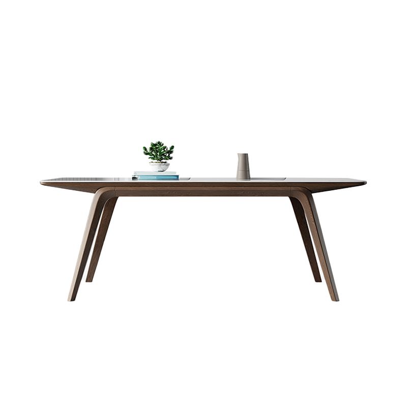 Medieval Modern Sintered Stone Table Rectangle Table with Wooden 4 Legs