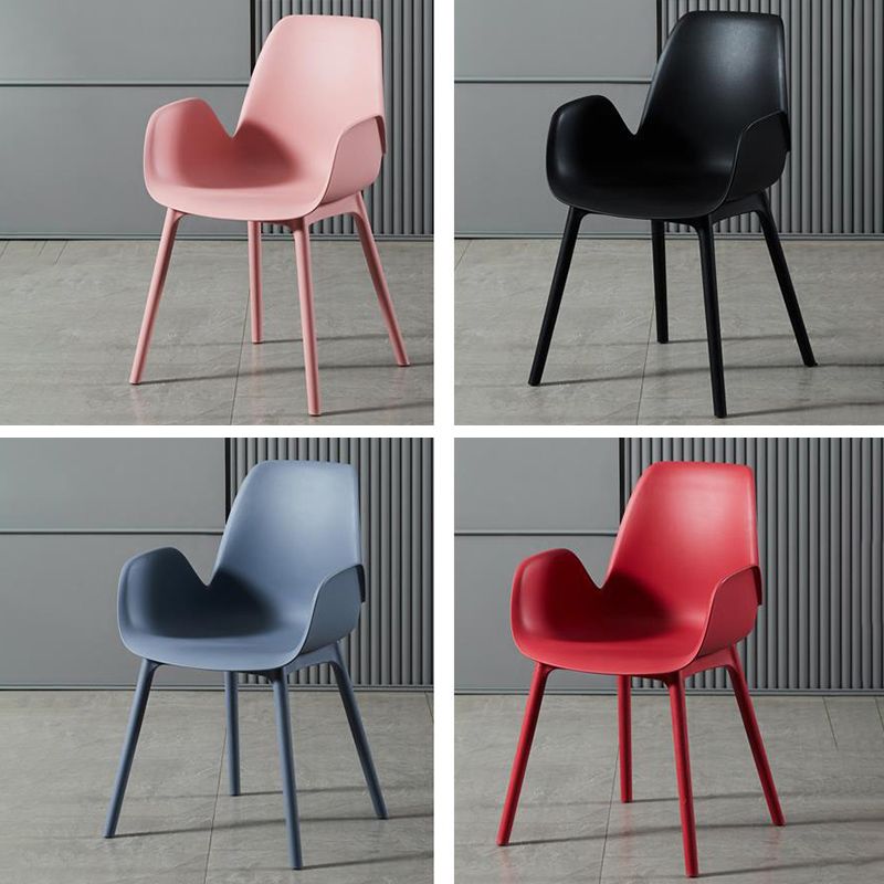 Scandinavian Style Arm Dining Chairs Plastic Home Dining Side Chair