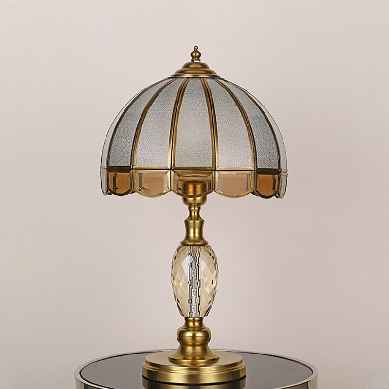 American Brass Table Lamp Flower Shape Table Light with Glass for Bedroom