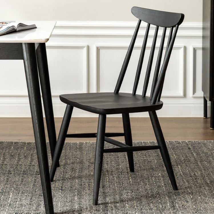 Contemporary Solid Wood Slat Back Dining Room Chair in Black