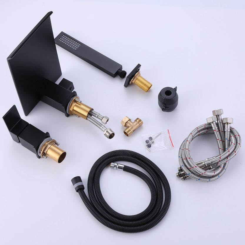 Contemporary Deck Mounted Copper Roman Tub Faucet Low Arc Roman Tub Faucet Set