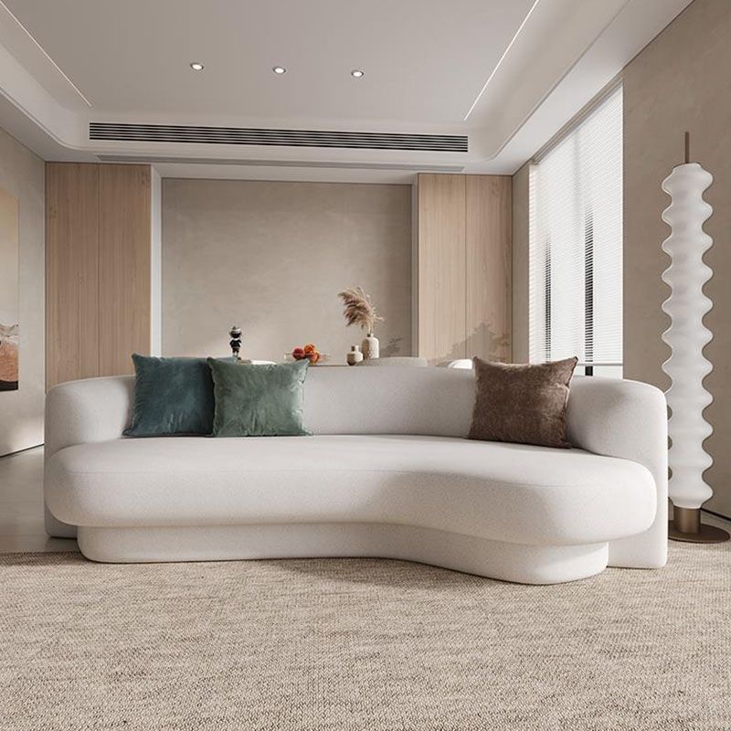 Contemporary Sofa Solid Color Curved Loveseat for Bonus Room