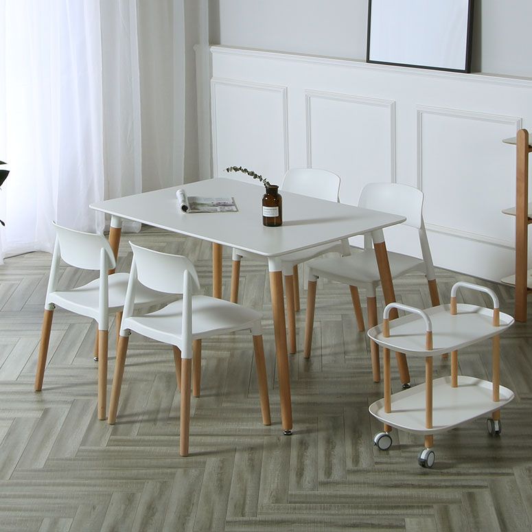 Plastic Dining Chairs Contemporary Open Back Dining Side Furniture in Matte Finish