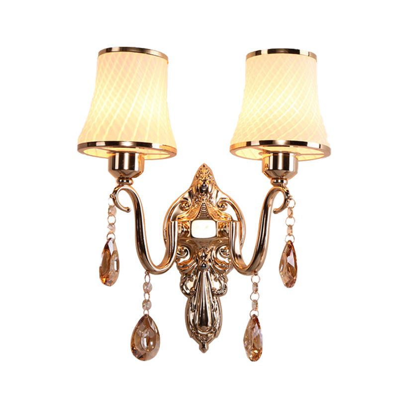 Éclairage mural en laiton en laiton Opale Rat de défilement 2 têtes Minimaliste lampe montée sur la paroi cristalline