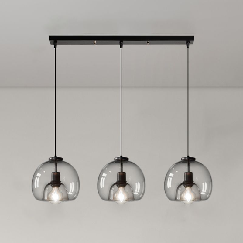 Glazen zwarthangende lamp in moderne artistieke stijl Iron Globe Hanglamp voor eetkamer