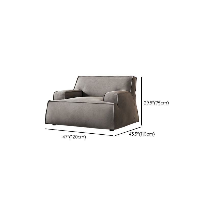 Contemporary Genuine Leather/Fabric Recessed Arm Sofa for Living Room