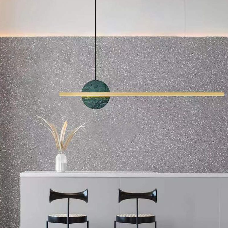 Brass and Marble Pendant Ceiling Fixture Linear 1 Light Kitchen Island Light