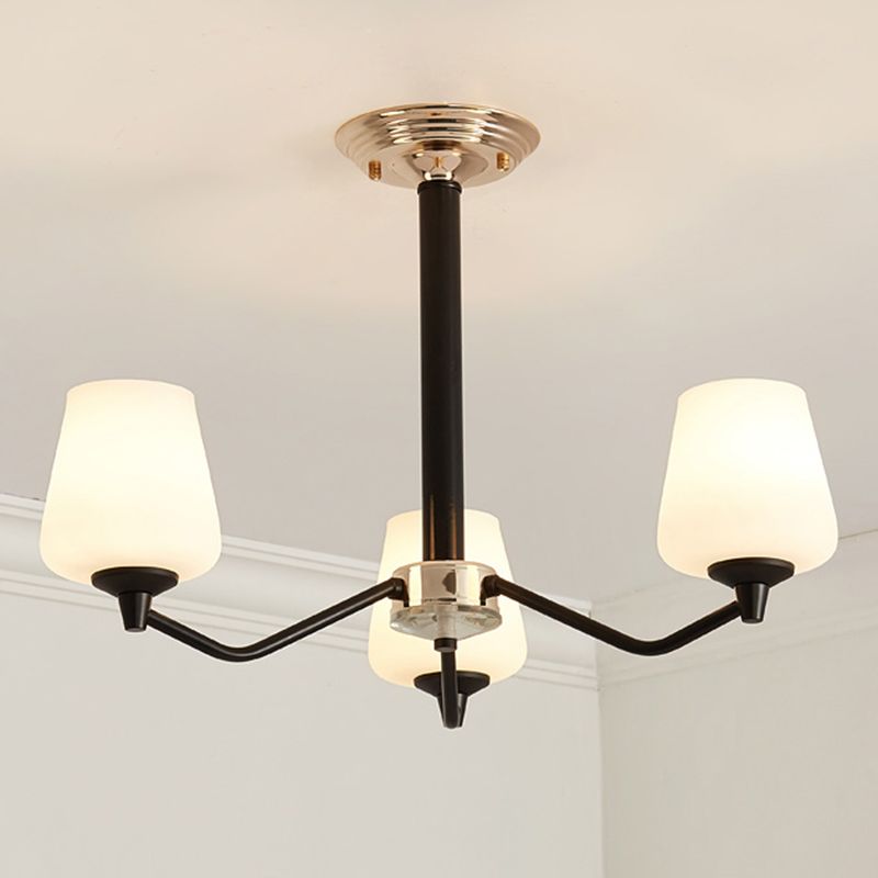 Milky Glass Sputnik Hanging Chandelier Classic 3/6 Lights Living Room Pendant Light with Cup Shade