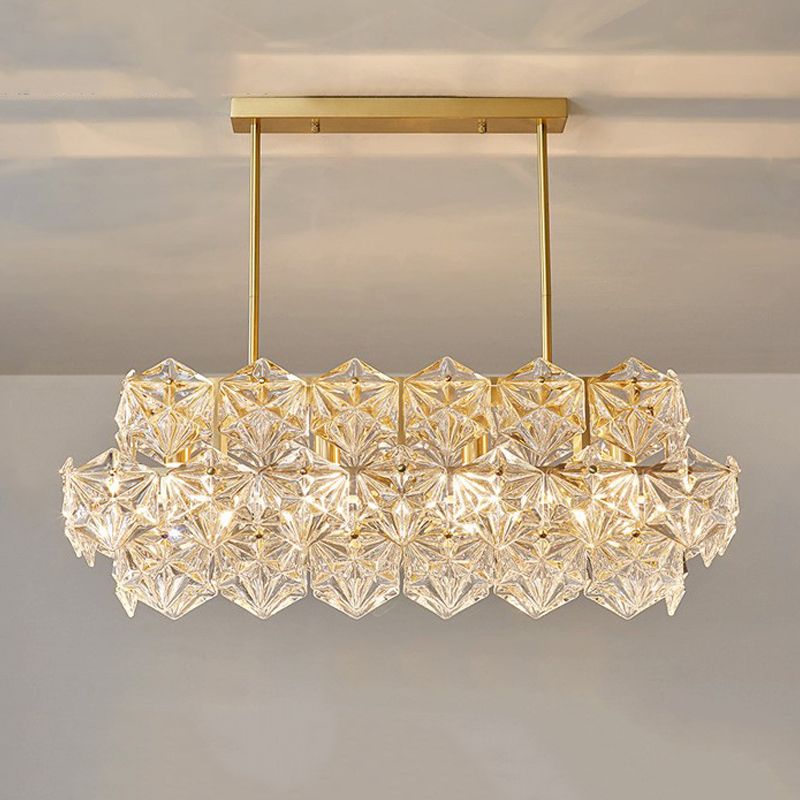 Modernism Golden Ceiling Light Crystal Kitchen Island Lighting for Dining Room