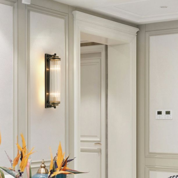 Contemporary Tubular Wall Mounted Lights Glass Flush Mount Wall Sconce for Living Room