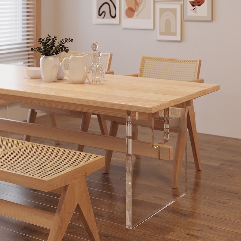 Wood Side Dining Arm Chair Traditional Open Back Dining Side Chair in Natural