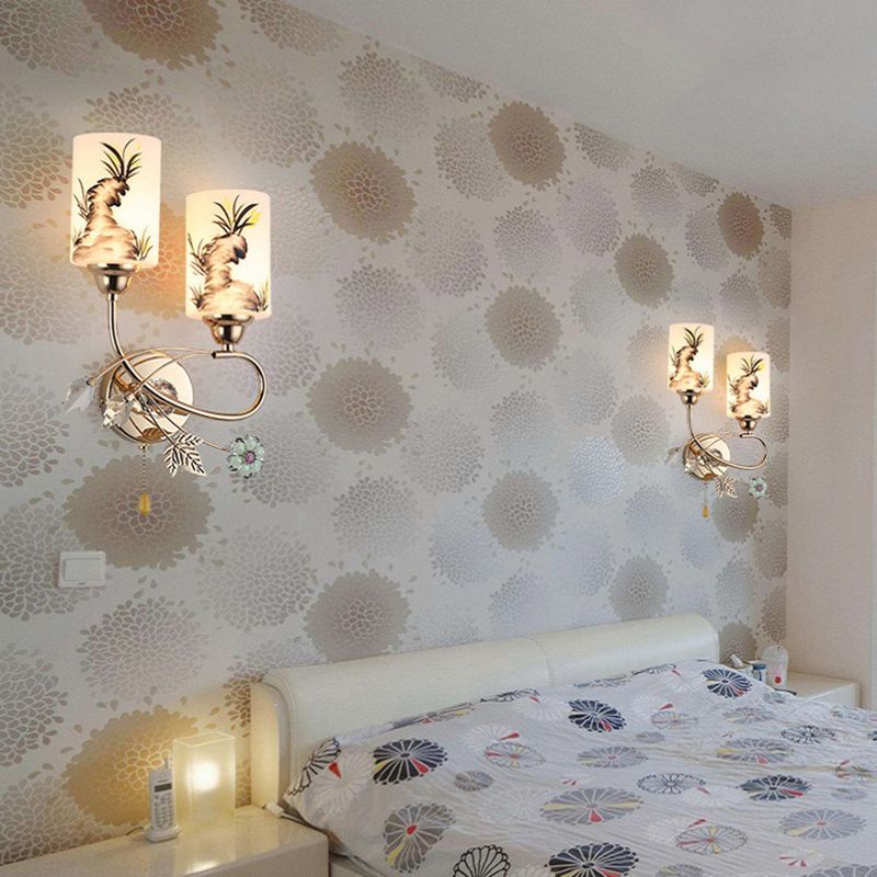 Handpachtglaszylindrische Wandlampe moderne 2 Lichter Gold Leuchtenlicht