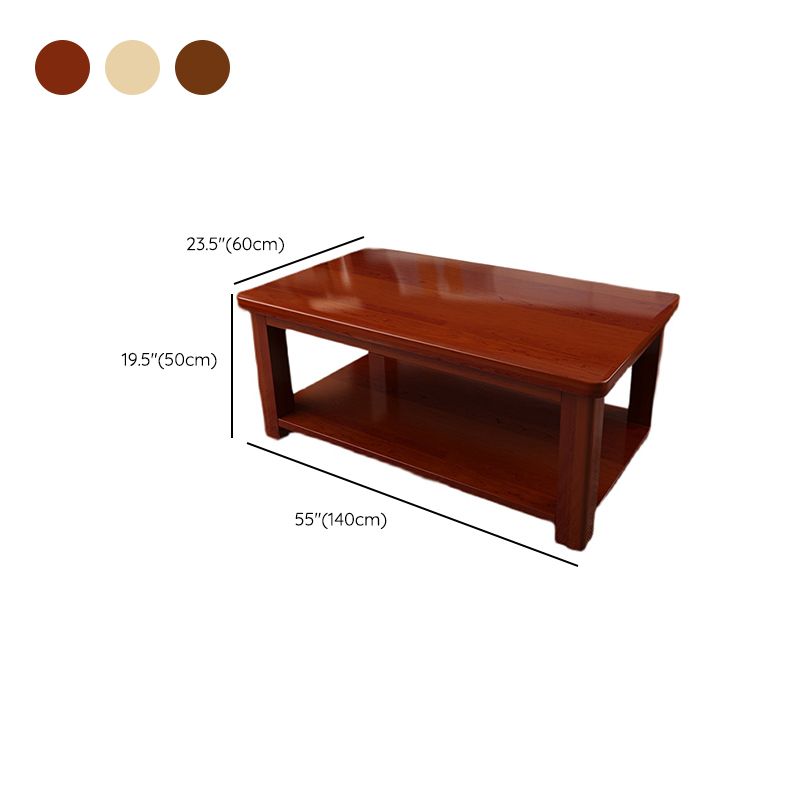 Modern 4 Legs Rectangle Cocktail Table Solid Wood Coffee Table