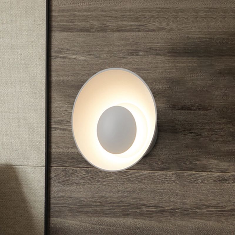 White/Black/Pink Finish Bowl Shape Sconce Light Minimalism LED Aluminum Wall Lamp for Drawing Room