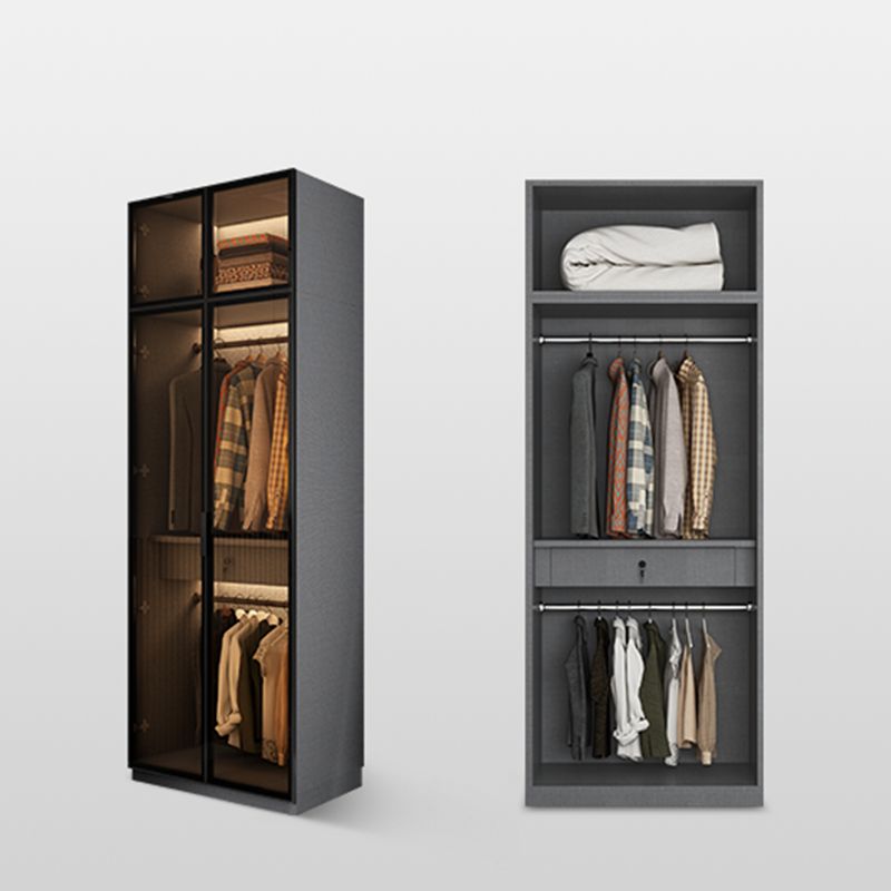 Contemporary Style Wardrobe Gray Colour Wooden Wardrobe Closet