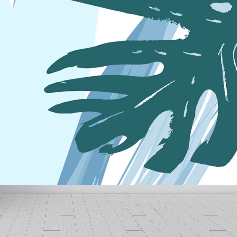 Decalcomania murale con stampa di foglie giganti Rivestimento murale in tessuto non tessuto multicolore per arredamento, dimensioni personalizzate